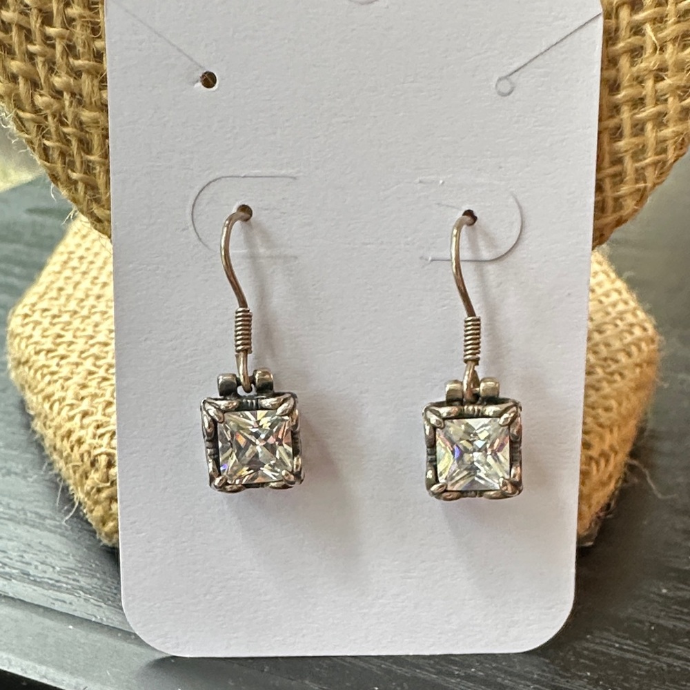 Elegant Silver Tone & Crystal Earrings
